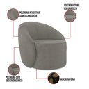 Ver imagem 4 de Sofá 3 Lugares Orgânico 180cm Morgan e 2 Poltronas Lua Suede Grafite D03 - D’Rossi