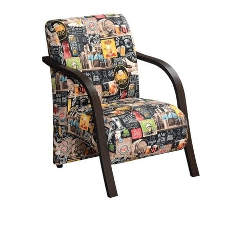 Poltrona Vênus Estampada Braço Madeira 1 Lugar D Salla Retro Bar 107