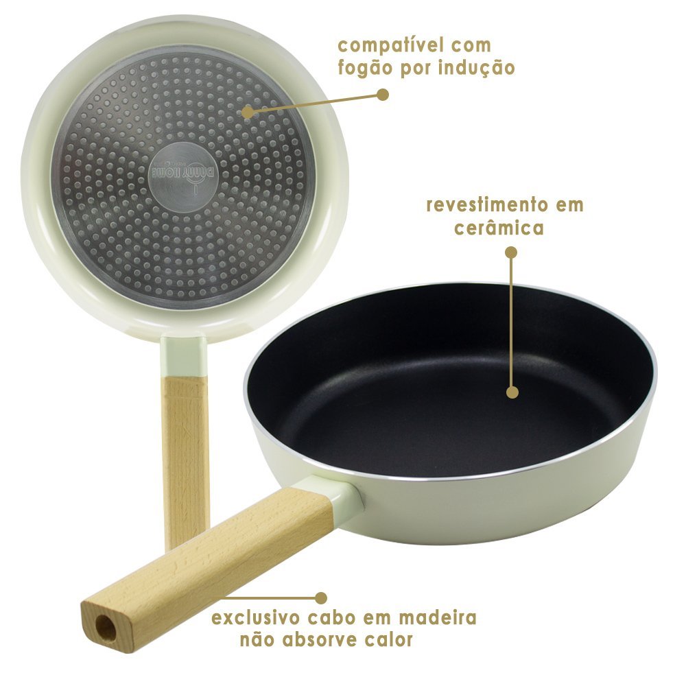 Kit 3 Frigideira Revestimento Cerâmica Cuisine Bege - 2