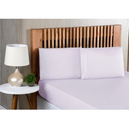 Jogo de Lençol Queen Size 3 Peças 100% Algodão Percal 200 Fios com Acabamento em Ponto Palito Lilas - 1