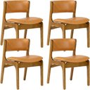 Ver imagem 1 de Kit 04 Cadeiras de Jantar Orgânica Estofada Base Madeira Maciça Donna L02 Couríssimo Whisky -