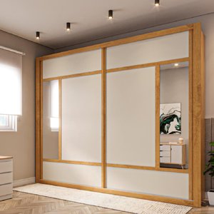 Guarda Roupa Paris Plus 2 Portas de Correr Peroba Off White Peroba - Móveis Europa