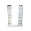 Ver imagem 1 de Porta Balcão 6 Folhas Aluminio Branco com Fechadura 2,10x1,50 Linha 25