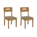 Ver imagem 1 de Cadeira Sala de Jantar Lila 2cmm011ca Premium Madeira Maciça Kit 2 Un Carvalho/boucle Bege Fendi -