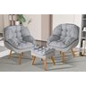 Conjunto Poltrona Sênior Linho + Puff Pés Madeira Luxuosa:linho Gelo - 1