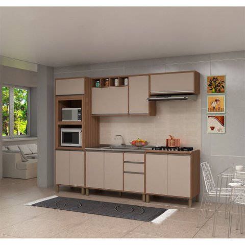 Armário de Cozinha Completa 5 Peças sem Tampo de 120 Vanilla com Connect Lari Luciane Móveis
