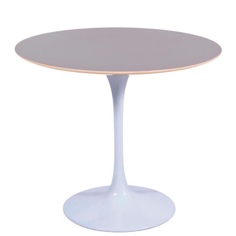 Mesa Saarinen Redonda Fórmica Preta 137cm - Base Branca