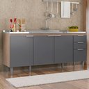 Ver imagem 2 de Balcão de Cozinha com Pia Inox 180cm Pérola Z34 Freijó Grafite Mpozenato