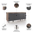 Ver imagem 3 de Balcão de Cozinha com Pia Inox 180cm Pérola Z34 Freijó Grafite Mpozenato