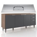 Ver imagem 1 de Balcão de Cozinha com Pia Inox 180cm Pérola Z34 Freijó Grafite Mpozenato