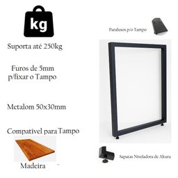 Bases Retangulares de Mesa Estilo Industrial 75x60cm Kit C/2un - Cobre - 6