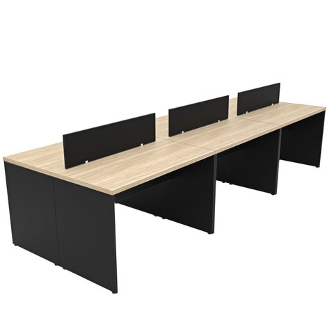 Estação de Trabalho 6 Lugares Plataforma Mesa de Escritório 140x60cm - Dubai/Preto