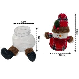 Jogo Potes de Natal Porta Doces e Biscoitos Boneco de Neve e Urso Pelúcia Xadrez 20cm 2 unidades - M - 5 Jogo Potes de Natal Porta Doces e Biscoitos Boneco de Neve e Urso Pelúcia Xadrez 20cm 2 unidades - M - 5