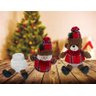 Jogo Potes de Natal Porta Doces e Biscoitos Boneco de Neve e Urso Pelúcia Xadrez 20cm 2 unidades - M - 2