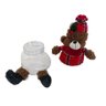 Jogo Potes de Natal Porta Doces e Biscoitos Boneco de Neve e Urso Pelúcia Xadrez 20cm 2 unidades - M - 4
