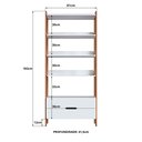 Ver imagem 3 de Estante de Livros 100% MDF 81CMX183CM 2 Gavetas e 4 Prateleiras Elvis Branco/Castanho