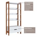 Ver mais imagens de Estante de Livros 100% MDF 81CMX183CM 2 Gavetas e 4 Prateleiras Elvis Branco/Castanho