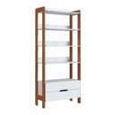 Ver imagem 2 de Estante de Livros 100% MDF 81CMX183CM 2 Gavetas e 4 Prateleiras Elvis Branco/Castanho