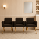 Ver imagem 2 de Kit 3 Poltronas: Elegância e Glamur Absolutos no Salão Marrom