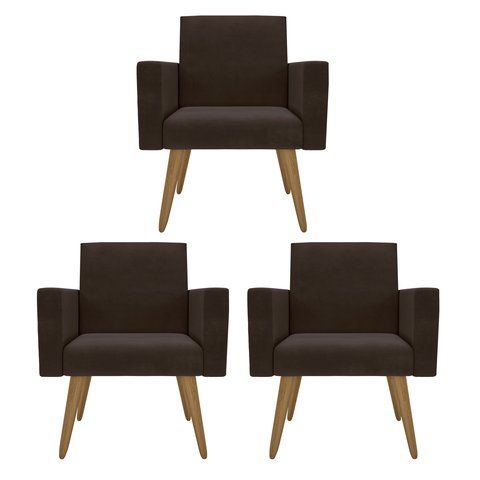 Kit 3 Poltronas: Elegância e Glamur Absolutos no Salão Marrom