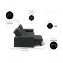 Ver imagem 5 de Sofá com Chaise Ravena 3 Lugares Retrátil e Reclinável 200cm Preto Suede