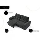 Ver imagem 4 de Sofá com Chaise Ravena 3 Lugares Retrátil e Reclinável 200cm Preto Suede