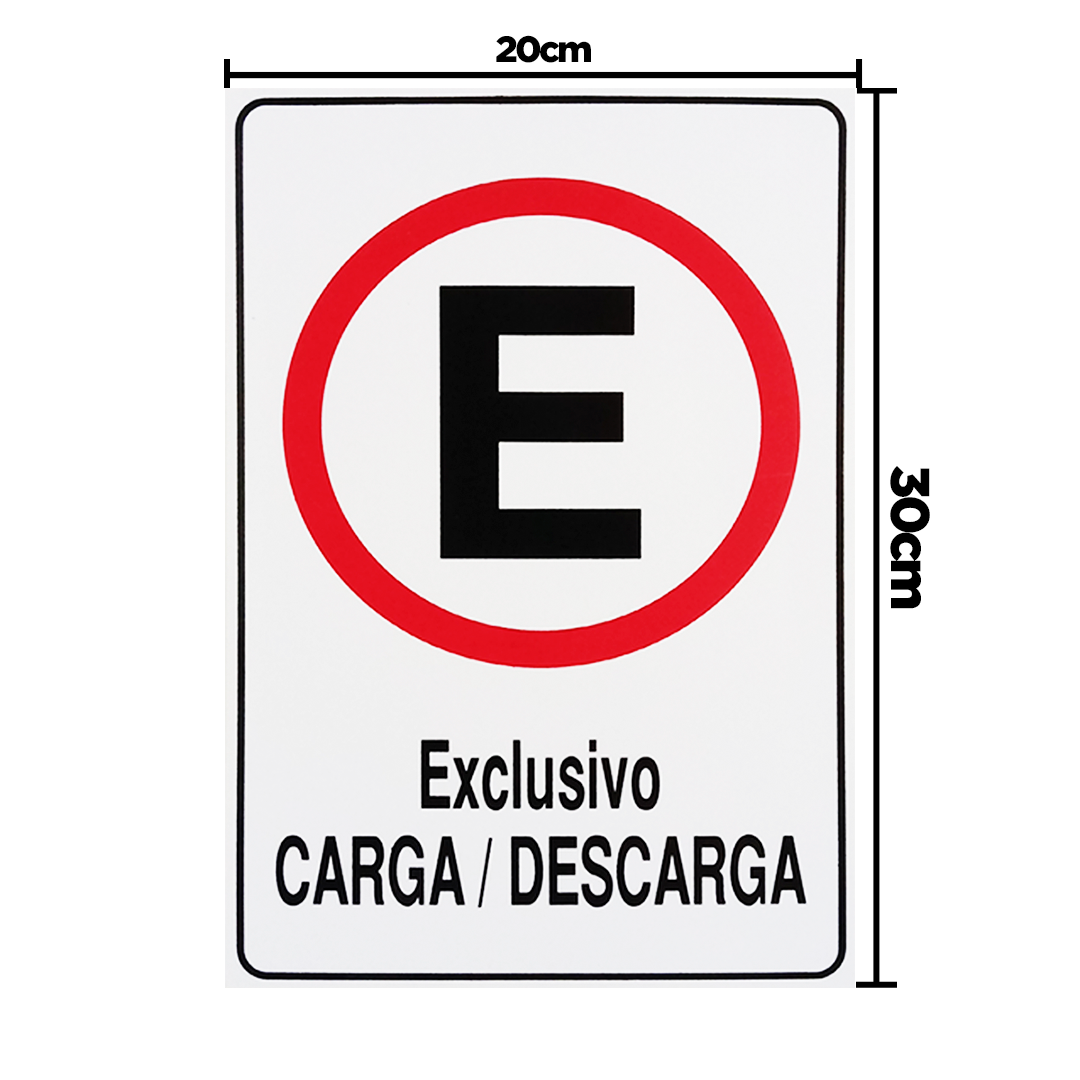 Combo 6 Placas De Sinalização Estacionamento Exclusivo Carga / Descarga 20x30 Acesso - P-1/1 F9e - 2