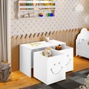 Ver imagem 2 de Mesa Infantil Montessoriana com Led Alegra Smile com Nichos - Branca Incluso Lousa Mágica