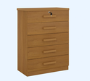 Ver imagem 1 de Cômoda Ipanema 5 Gavetas Grande com Chave para Quarto Tampo em Mdf Cor:cinamomo