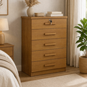 Ver imagem 2 de Cômoda Ipanema 5 Gavetas Grande com Chave para Quarto Tampo em Mdf Cor:cinamomo