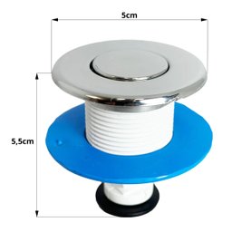 Botão Mecanismo Reparo de Acionamento Superior Caixa Acoplada Descarga Cromado 65mm | Valeplast - 2