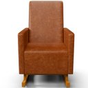 Ver imagem 6 de Poltrona de Amamentação com Balanço e Puff Ravena W01 Couríssimo Camel - Lyam Decor