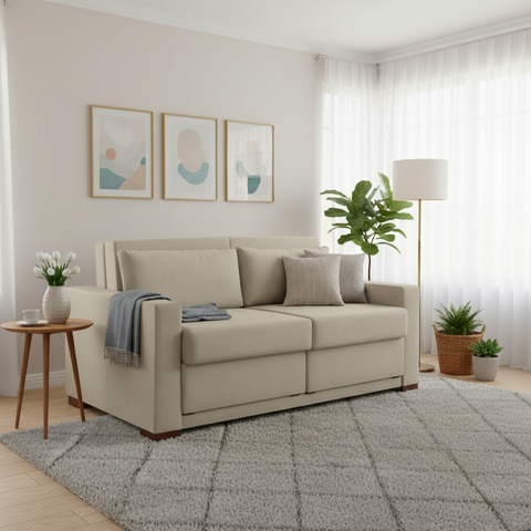 Sofa Cama Casal Sofia 2 Lugares 170cm com Pés de Madeira Talento Móveis