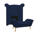 Ver imagem 1 de Kit Cabeceira Calçadeira Veneza 100cm Suede Azul Marinho