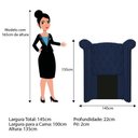 Ver imagem 2 de Kit Cabeceira Calçadeira Veneza 100cm Suede Azul Marinho