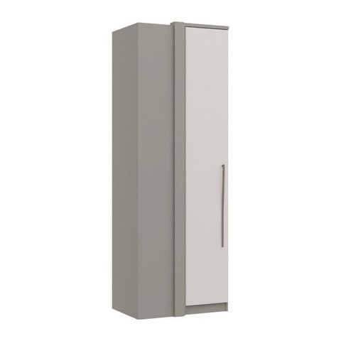 Guarda-Roupa de Canto Reto 1 Porta Elegance Cinza/Níquel/Blanc