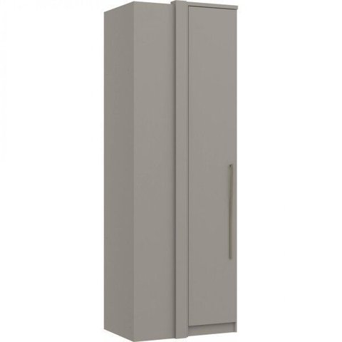 Guarda Roupa de Canto Reto 1 Porta Elegance Cinza/Níquel