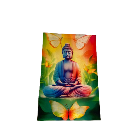 Quadro Buda Meditando com Borboletas 20x30 Arte de Parede