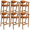 Ver imagem 1 de Kit 6 Banquetas Alta para Cozinha Bancada Bar Sala de Jantar Fixa Cecília L02 Couríssimo Canela - Ly