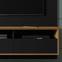 Ver imagem 5 de Painel Bancada Suspensa Para TV Até 60 Polegadas Trend Preto Fosco/Cinamomo/Ripado - Bechara