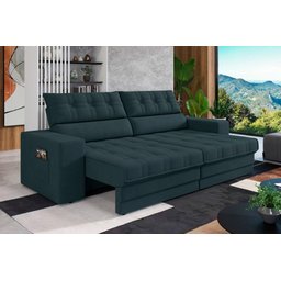 Sofá Oscar Plus 2,30m Retrátil/reclinável Suede Petróleo - Xflex - 1
