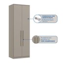 Ver imagem 4 de Módulo de Guarda Roupa 2 Portas 2 Gavetas Elegance Cinza/Níquel