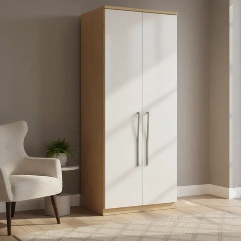 Módulo de Guarda Roupa 2 Portas 2 Gavetas com Cabideiro Elegance Bege/Angelin/Blanc