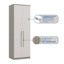 Ver imagem 4 de Módulo de Guarda-Roupa 2 Portas 2 Gavetas com Cabideiro Elegance Cinza/Niquel/Blanc