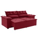 Ver imagem 1 de Sofá Compact 180cm Retrátil, Reclinável 5 Regulagens Vermelho com Molas Espirais