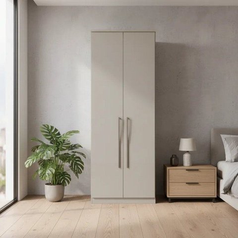 Módulo de Guarda Roupa 2 Portas 2 Gavetas com Cabideiro Elegance Cinza/Níquel