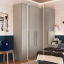 Ver imagem 4 de Módulo de Guarda Roupa 2 Portas 2 Gavetas com Cabideiro Elegance Cinza/Níquel