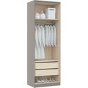 Ver imagem 3 de Módulo de Guarda Roupa 2 Portas 2 Gavetas com Cabideiro Elegance Cinza/Níquel