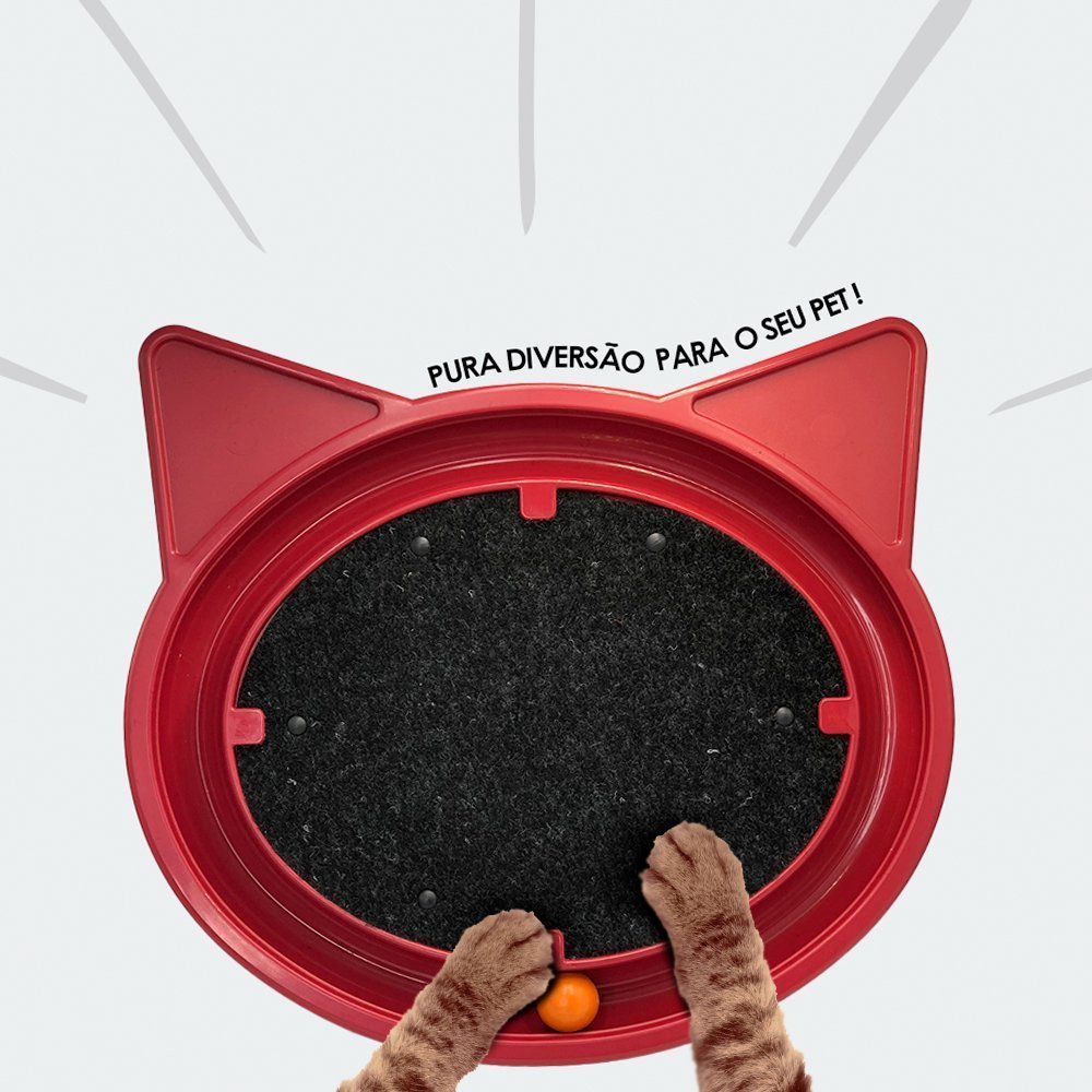 Arranhador para Gatos com Bolinha Interativa Antistress - Vermelho - 3