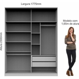 Módulo de Guarda Roupa 2 Portas 2 Gavetas Espelhado Elegance  - 4